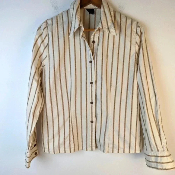 by Fredrick Striped Button Front Shirt - 14 - Picture 1 of 4